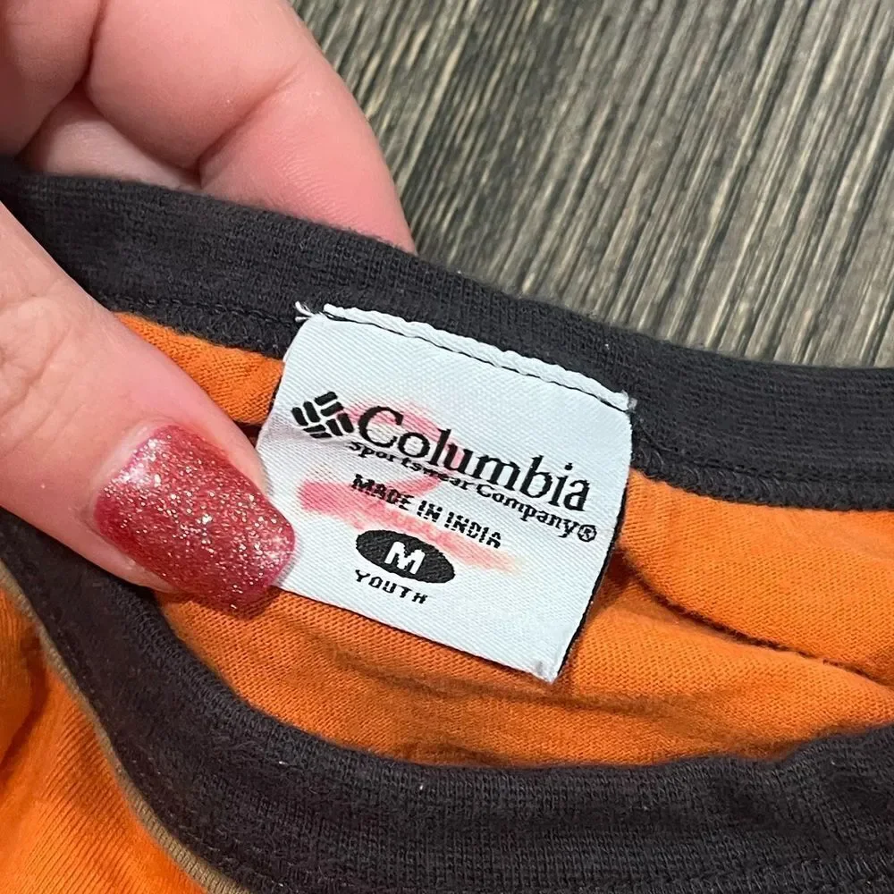 Columbia Kids Orange Gray Long Sleeve T-Shirt Size M